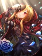 artist:toki_(toki_ship8) character:evileye copyright:overlord_(maruyama) general:1girl general:bangs general:bead_bracelet general:beads general:black_dress general:black_gloves general:blonde general:blue_flower general:blue_rose general:blush general:bracelet general:breasts general:cape general:chain general:cloak general:closed_mouth general:covered_navel general:dress general:elbow_gloves general:evileye_(overlord) general:eyebrows_visible_through_hair general:fang general:female general:flower general:gloves general:hair_between_eyes general:holding general:holding_mask general:hood general:hood_up general:hooded_cape general:hooded_cloak general:jewelry general:light_rays general:long_hair general:looking_at_viewer general:mask general:mask_removed general:petals general:pixiv_id_14380777 general:red_cape general:red_cloak general:red_eyes general:rose general:ruby_(gemstone) general:ruby_(stone) general:sidelocks general:small_breasts general:solo general:torn_clothes general:vampire general:very_long_hair medium:high_resolution tagme technical:grabber // 1200x1600 // 2.1MB