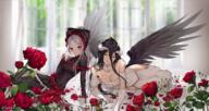 artist:sunako_(veera) character:albedo character:shalltear_bloodfallen copyright:overlord_(maruyama) general:2girls general:bangs general:black_bow general:black_dress general:black_hair general:black_wings general:blurry general:blurry_background general:bow general:breasts general:cleavage general:curtains general:depth_of_field general:dress general:eyebrows_visible_through_hair general:feathered_wings general:flower general:frilled_dress general:frilled_sleeves general:frills general:gloves general:hair_between_eyes general:hair_bow general:high_ponytail general:large_breasts general:long_hair general:long_sleeves general:medium_breasts general:multiple_girls general:parted_bangs general:petals general:ponytail general:red_eyes general:red_flower general:red_rose general:rose general:silver_hair general:sleeves_past_wrists general:twitter_username general:very_long_hair general:white_dress general:white_gloves general:window general:wings general:yellow_eyes meta:commentary meta:english_commentary meta:highres tagme technical:grabber // 2146x1138 // 3.0MB