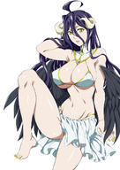 artist:hanzaki_jirou character:albedo copyright:overlord_(maruyama) general:1girl general:bent_knee general:bikini general:bikini_skirt general:black_hair general:black_wings general:breasts general:cleavage general:demon_girl general:demon_horns general:demon_wings general:detached_collar general:female general:fingernails general:hair_between_eyes general:hand_in_hair general:horns general:large_breasts general:long_hair general:looking_at_viewer general:miniskirt general:nail_polish general:navel general:open_mouth general:sitting general:skirt general:slit_pupils general:swimsuit general:thighs general:toenails general:wings general:yellow_eyes medium:high_resolution medium:simple_background medium:white_background tagme technical:grabber // 900x1273 // 532.7KB