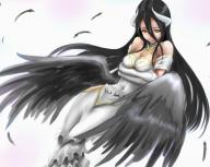 artist:tanshi_(tansy520) character:albedo copyright:madhouse copyright:overlord_(maruyama) general:bare_shoulders general:black_hair general:black_wings general:breast_hold general:detached_collar general:dress general:feather_(feathers) general:frills general:fringe general:girl general:gloves general:hair_between_eyes general:head_tilt general:horn_(horns) general:long_hair general:looking_away general:navel general:side_slit general:simple_background general:single general:smile general:white_background general:white_dress general:white_gloves general:wings general:yellow_eyes tagme technical:grabber // 1280x1024 // 113.5KB