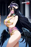 artist:boosterred99 character:albedo copyright:overlord_(maruyama) general:1female general:1girls general:belly general:belly_button general:belly_dancer general:belly_dancer_outfit general:bikini general:bikini_bottom general:bikini_top general:black_hair general:female general:female_only general:jewelry general:large_breasts general:long_hair general:makeup general:seductive_smile general:solo general:thighs general:tiara general:veil general:yellow_eyes meta:ai_generated meta:post-timeskip technical:grabber // 832x1280 // 999.0KB