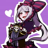 artist:just_another_kunkun character:ainz_ooal_gown character:shalltear_bloodfallen copyright:overlord_(maruyama) general:1girl general:blush general:bonnet general:bow general:dress general:female general:gothic_lolita general:kunkun365 general:lolita_fashion general:long_hair general:looking_at_viewer general:ponytail general:red_eyes general:sidelocks general:silver_hair general:solo general:tied_hair general:vampire medium:1:1_aspect_ratio medium:high_resolution tagme technical:grabber // 2362x2362 // 447.5KB