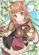 artist:suzu_(minagi) character:raphtalia copyright:tate_no_yuusha_no_nariagari general:1girl general:animal_ear_fluff general:animal_ears general:belt general:black_dress general:blue_sky general:breasts general:brown_gloves general:brown_hair general:closed_mouth general:cloud general:cowboy_shot general:day general:dress general:flower general:frills general:gloves general:hand_up general:long_hair general:looking_at_viewer general:medium_breasts general:neck_ribbon general:raccoon_ears general:raccoon_girl general:raccoon_tail general:red_eyes general:red_ribbon general:ribbon general:sky general:smile general:solo general:standing general:tail general:white_flower meta:commentary_request meta:highres technical:grabber // 1000x1414 // 1.2MB