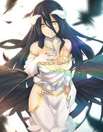 artist:makita_(twosidegekilove) character:albedo copyright:madhouse copyright:overlord_(maruyama) general:black_hair general:breasts general:demon_girl general:demon_wings general:detached_collar general:dress general:elbow_gloves general:feather_(feathers) general:girl general:gloves general:hand_on_chest general:horn_(horns) general:large_breasts general:light_erotic general:long_hair general:looking_at_viewer general:rainbow general:simple_background general:single general:smile general:standing general:tall_image general:white_background general:white_dress general:white_gloves general:wings general:yellow_eyes tagme technical:grabber // 841x1080 // 772.9KB