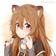 artist:felutiahime character:raphtalia copyright:tate_no_yuusha_no_nariagari general:1girl general:animal_ear_fluff general:animal_ears general:artist_name general:black_dress general:brown_hair general:closed_mouth general:collar general:dress general:eating general:grey_dress general:hair_between_eyes general:hands_up general:holding general:holding_spork general:layered_dress general:long_hair general:long_sleeves general:looking_at_viewer general:metal_collar general:raccoon_ears general:raccoon_girl general:red_dress general:red_eyes general:short_sleeves general:smile general:solo general:spork general:twitter_username general:two-tone_dress general:upper_body general:white_background general:wooden_spork meta:commentary meta:highres technical:grabber // 1600x1600 // 256.6KB