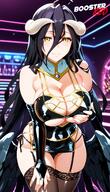 artist:boosterred99 character:albedo copyright:overlord_(maruyama) general:1girls general:adjusting_panties general:bare_shoulder general:black_hair general:bodycon general:bridal_gauntlets general:cameltoe general:cleavage general:clothing_cutout general:covered_navel general:covered_nipples general:cutout general:dress general:female general:female_only general:holding_breast general:horn general:horns general:large_breasts general:latex_panties general:leaning_forward general:long_hair general:ring general:seductive_smile general:shiny_clothes general:side-tie_panties general:side_locks general:sideboob general:skirt general:solo general:stockings general:underboob general:wavy_hair general:white_hair general:yellow_eyes meta:ai_generated meta:post-timeskip technical:grabber // 736x1280 // 1.0MB