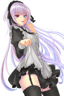 artist:senri_tsukuyomi character:luminous_valentine copyright:tensei_shitara_slime_datta_ken general:1girl general:apron general:black_bow general:black_bowtie general:black_dress general:black_thighhighs general:blue_eyes general:blue_hair general:bow general:bowtie general:breasts general:clothes_lift general:collared_shirt general:cowboy_shot general:dress general:dress_lift general:frilled_apron general:frills general:garter_straps general:grey_apron general:grey_hair general:hands_up general:heterochromia general:juliet_sleeves general:light_blue_hair general:light_smile general:long_hair general:long_sleeves general:looking_at_viewer general:maid general:maid_apron general:maid_headdress general:parted_lips general:pleated_skirt general:puffy_sleeves general:red_eyes general:shirt general:simple_background general:skindentation general:skirt general:small_breasts general:solo general:thighhighs general:white_background general:wing_collar meta:commentary_request technical:grabber // 564x850 // 383.8KB