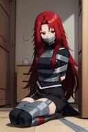 character:iris_midgar copyright:kage_no_jitsuryokusha_ni_naritakute! general:bondage general:duct_tape general:duct_tape_gag general:gagged general:long_hair general:looking_at_viewer general:on_knees general:on_the_floor general:red_eyes general:red_hair general:tied_up meta:ai_generated technical:grabber // 512x768 // 281.9KB