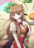 artist:piripaints character:firo_(tate_no_yuusha_no_nariagari) character:raphtalia copyright:tate_no_yuusha_no_nariagari general:1girl general:animal_ear_fluff general:animal_ears general:breasts general:brown_hair general:dress general:feathered_wings general:hand_on_own_chest general:large_breasts general:long_hair general:looking_at_viewer general:medium_breasts general:purple_eyes general:raccoon_ears general:raccoon_tail general:red_ribbon general:ribbon general:smile general:tail general:tree general:wings technical:grabber // 600x849 // 356.2KB