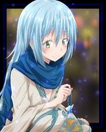 artist:aisu_(icicleshot) character:rimuru_tempest copyright:tensei_shitara_slime_datta_ken general:1other general:blue_hair general:blue_scarf general:blurry general:blurry_background general:closed_mouth general:hair_between_eyes general:holding general:japanese_clothes general:kimono general:long_hair general:print_kimono general:scarf general:smile general:solo general:squatting general:straight_hair general:very_long_hair general:white_kimono general:yellow_eyes meta:highres technical:grabber // 1024x1280 // 372.8KB