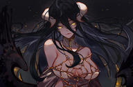 artist:marchab_66 character:albedo copyright:madhouse copyright:overlord_(maruyama) general:bare_shoulders general:black_hair general:black_wings general:breasts general:cleavage general:dark_background general:demon_girl general:detached_collar general:floating_hair general:fringe general:girl general:hair_between_eyes general:head_tilt general:horn_(horns) general:large_breasts general:light_erotic general:long_hair general:looking_at_viewer general:signed general:simple_background general:single general:slit_pupils general:upper_body general:wings general:yellow_eyes tagme technical:grabber // 1168x767 // 556.6KB