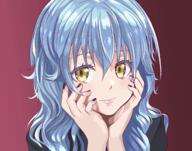 artist:noerue1219 character:rimuru_tempest copyright:tensei_shitara_slime_datta_ken general:1other general:androgynous general:black_nails general:blue_hair general:closed_mouth general:curly_hair general:head_rest general:long_hair general:looking_at_viewer general:nail_polish general:portrait general:purple_background general:smile general:solo general:yellow_eyes meta:bad_id meta:bad_pixiv_id meta:highres technical:grabber // 2238x1755 // 15.0MB