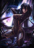 artist:axsen character:albedo copyright:madhouse copyright:overlord_(maruyama) general:alternate_color general:alternate_costume general:arms_behind_head general:arms_up general:black_hair general:black_wings general:blush general:bodysuit general:breasts general:cosplay general:demon_girl general:feather_(feathers) general:fringe general:full_body general:girl general:hair_between_eyes general:horn_(horns) general:kneeling general:light_erotic general:long_hair general:looking_at_viewer general:low_wings general:magic_circle general:parted_lips general:samus_aran_(cosplay) general:signed general:single general:tall_image general:wings general:yellow_eyes tagme technical:grabber // 848x1200 // 545.8KB