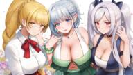 artist:noixen character:alexia_midgar character:beta_(kage_no_jitsuryokusha_ni_naritakute!) character:rose_oriana copyright:kage_no_jitsuryokusha_ni_naritakute! general:3girls general::p general:black_choker general:blonde_hair general:blue_eyes general:blunt_bangs general:blush general:breasts general:choker general:cleavage general:closed_mouth general:collarbone general:elf general:grey_hair general:huge_breasts general:jewelry general:large_breasts general:long_hair general:looking_at_viewer general:mole general:mole_under_eye general:multiple_girls general:navel general:neck_ribbon general:necklace general:pointy_ears general:red_eyes general:red_ribbon general:ribbon general:shirt general:short_hair general:smile general:tongue general:tongue_out general:white_shirt general:yellow_eyes meta:absurdres meta:commentary_request meta:has_bad_revision meta:has_downscaled_revision meta:highres meta:md5_mismatch meta:resolution_mismatch meta:source_smaller technical:grabber // 3840x2160 // 8.4MB