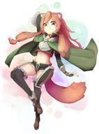 artist:symbol_world character:iwatani_naofumi character:raphtalia copyright:tate_no_yuusha_no_nariagari general:1girl general:animal_ears general:armor general:belt general:black_belt general:black_shorts general:black_thighhighs general:boots general:breastplate general:brown_footwear general:brown_hair general:cape general:chain general:closed_mouth general:cosplay general:fingerless_gloves general:full_body general:fur-trimmed_cape general:fur-trimmed_gloves general:fur_trim general:gloves general:green_cape general:hand_up general:iwatani_naofumi_(cosplay) general:long_hair general:long_sleeves general:looking_at_viewer general:midriff general:navel general:raccoon_ears general:raccoon_girl general:raccoon_tail general:red_eyes general:shield general:short_shorts general:shorts general:sidelocks general:simple_background general:smile general:solo general:standing general:standing_on_one_leg general:tail general:thighhighs general:twintails general:white_background meta:absurdres meta:highres technical:grabber // 1943x2618 // 1.4MB