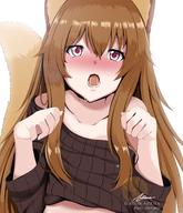 artist:astraea_(atelierastraea) character:raphtalia copyright:tate_no_yuusha_no_nariagari general:1girl general:animal_ears general:bare_shoulders general:blush general:brown_hair general:brown_sweater general:collarbone general:hair_between_eyes general:long_hair general:off-shoulder_sweater general:off_shoulder general:open_mouth general:paw_pose general:raccoon_ears general:raccoon_girl general:saliva general:solo general:sweater meta:commentary_request meta:highres technical:grabber // 1200x1400 // 1.0MB