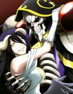 character:ainz_ooal_gown character:albedo character:lich copyright:overlord_(maruyama) general:ahoge general:armor general:bare_shoulders general:black_hair general:dress general:elbow_gloves general:gloves general:horns general:jewelry general:long_hair general:looking_at_viewer general:official_art general:red_eyes general:ring general:skeleton general:smile general:yellow_eyes medium:high_resolution medium:scan medium:very_high_resolution tagme technical:grabber // 3182x4087 // 1.0MB