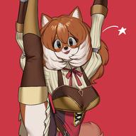 artist:nia_(nia4294) character:raphtalia copyright:tate_no_yuusha_no_nariagari general:1girl general:animal_ears general:arms_up general:black_eyes general:brown_hair general:brown_thighhighs general:furrification general:furry general:furry_female general:long_hair general:looking_at_viewer general:multicolored_hair general:parted_lips general:raccoon_ears general:raccoon_girl general:red_background general:red_ribbon general:ribbon general:simple_background general:smile general:solo general:split general:standing general:standing_on_one_leg general:standing_split general:star_(symbol) general:thighhighs general:two-tone_hair general:white_hair meta:absurdres meta:bad_id meta:bad_twitter_id meta:commission meta:highres technical:grabber // 2480x2480 // 421.6KB