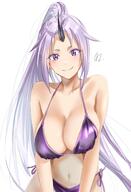 artist:mitsugu character:shion_(tensei_shitara_slime_datta_ken) copyright:tensei_shitara_slime_datta_ken general:1girl general:bare_shoulders general:bikini general:black_horns general:breasts general:cleavage general:collarbone general:horns general:large_breasts general:long_hair general:looking_at_viewer general:navel general:oni general:ponytail general:purple_bikini general:purple_eyes general:purple_hair general:side-tie_bikini_bottom general:simple_background general:single_horn general:slit_pupils general:smile general:solo general:string_bikini general:swimsuit general:very_long_hair general:white_background meta:highres technical:grabber // 1312x1920 // 213.1KB