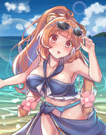 artist:aisha_(rfrm) character:raphtalia copyright:tate_no_yuusha_no_nariagari general:1girl general:animal_ears general:bikini general:blunt_bangs general:blush general:breasts general:brown_eyes general:brown_hair general:day general:flower general:hair_flower general:hair_ornament general:large_breasts general:long_hair general:looking_at_viewer general:ocean general:raccoon_ears general:raccoon_girl general:solo general:sunglasses general:swimsuit meta:absurdres meta:commentary meta:highres technical:grabber // 2359x3008 // 3.0MB