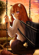 artist:hanapen character:firo_(tate_no_yuusha_no_nariagari) character:raphtalia copyright:tate_no_yuusha_no_nariagari general:1girl general:alternate_costume general:animal_ears general:bag general:blush general:brown_hair general:chain general:from_behind general:keychain general:long_hair general:long_sleeves general:looking_at_viewer general:looking_back general:playground general:pleated_skirt general:purple_eyes general:raccoon_ears general:raccoon_girl general:raccoon_tail general:school_bag general:school_uniform general:shield general:sitting general:skirt general:sky general:smile general:solo general:sunset general:swing general:tail general:watermark meta:absurdres meta:commentary_request meta:highres technical:grabber // 2480x3508 // 4.7MB