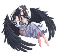 artist:yoruusagi character:ainz_ooal_gown character:albedo copyright:overlord_(maruyama) general:1girl general:ahoge general:ass_wings general:bare_hips general:bare_shoulders general:barefoot general:black_hair general:black_wings general:breasts general:choker general:clavicle general:demon_girl general:demon_horns general:dress general:elbow_gloves general:feathered_wings general:feathers general:feet general:female general:floating_hair general:full_body general:gloves general:hip_vent general:holding_skull general:horns general:invisible_chair general:jewelry general:layered_dress general:long_dress general:long_hair general:looking_at_viewer general:ring general:sitting general:sleeveless general:sleeveless_dress general:slit_pupils general:smile general:solo general:very_long_hair general:white_dress general:white_gloves general:wings general:yellow_eyes medium:high_resolution medium:simple_background medium:white_background meta:png-to-jpg_conversion tagme technical:grabber // 1700x1650 // 392.9KB