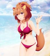 artist:shugo19 character:raphtalia copyright:tate_no_yuusha_no_nariagari general:1girl general:alternate_hairstyle general:animal_ear_fluff general:animal_ears general:ass_visible_through_thighs general:beach general:bikini general:blurry general:blurry_background general:breasts general:brown_hair general:cleavage general:cloud general:collarbone general:cowboy_shot general:day general:front-tie_bikini_top general:front-tie_top general:halterneck general:lens_flare general:long_hair general:medium_breasts general:navel general:ocean general:open_mouth general:outdoors general:raccoon_ears general:raccoon_girl general:raccoon_tail general:red_bikini general:red_eyes general:sideboob general:solo general:standing general:swimsuit general:tail general:thigh_gap general:tied_hair meta:absurdres meta:highres technical:grabber // 2400x2716 // 20.7MB