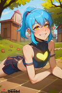 artist:darabri character:rimuru_tempest copyright:patreon copyright:tensei_shitara_slime_datta_ken general:1boy general:abstract_background general:blue_hair general:blush general:bright general:crop_top general:cute general:femboy general:feminine_male general:flat_chest general:gay general:girly general:lying general:lying_on_stomach general:midriff general:otoko_no_ko general:outdoors general:pale_skin general:petite general:ponytail general:shorts general:smile general:trap general:yaoi general:yellow_eyes meta:ai_generated meta:logo meta:patreon_logo technical:grabber // 2667x4000 // 577.7KB