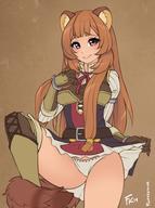 artist:fluff-kevlar character:raphtalia copyright:tate_no_yuusha_no_nariagari general:animal_ears general:dress general:pantsu general:skirt_lift general:tail general:thighhighs technical:grabber // 1452x1956 // 2.1MB