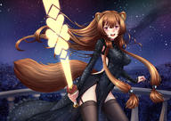 artist:adsouto character:raphtalia copyright:tate_no_yuusha_no_nariagari general:1girl general::d general:animal_ears general:artist_name general:backless_dress general:backless_outfit general:black_dress general:black_thighhighs general:breasts general:brown_hair general:covered_navel general:dress general:floating_hair general:garter_straps general:holding general:holding_sword general:holding_weapon general:large_breasts general:long_hair general:long_sleeves general:looking_at_viewer general:night general:night_sky general:open_mouth general:outdoors general:raccoon_ears general:raccoon_girl general:raccoon_tail general:red_eyes general:shiny_clothes general:sidelocks general:sky general:smile general:solo general:standing general:star_(sky) general:starry_sky general:sword general:tail general:thighhighs general:very_long_hair general:weapon meta:commentary_request meta:highres technical:grabber // 1754x1240 // 2.2MB