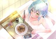 artist:aisu_(icicleshot) character:rimuru_tempest copyright:tensei_shitara_slime_datta_ken general:1other general::t general:androgynous general:bathroom general:blue_hair general:blush general:chopsticks general:collarbone general:completely_nude general:drinking_straw general:eating general:from_above general:hair_between_eyes general:holding general:holding_chopsticks general:long_hair general:nude general:ponytail general:solo general:wet general:wet_hair general:yellow_eyes meta:highres technical:grabber // 2047x1429 // 341.8KB