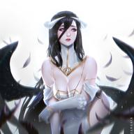 artist:zeronis character:albedo copyright:overlord_(maruyama) copyright:twitter general:black_hair general:black_wings general:breasts general:cleavage general:dress general:feathered_wings general:female general:gloves general:golden_eyes general:horns general:long_hair general:solo general:white_dress general:wings medium:1:1_aspect_ratio medium:high_resolution tagme technical:grabber // 1600x1600 // 184.7KB