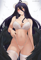 artist:hioyami character:albedo copyright:overlord_(maruyama) general:bra general:devil general:horns general:pantsu general:thighhighs general:thong general:wings technical:grabber // 3603x5200 // 3.3MB