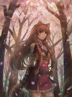 artist:stephanie_sybydlo character:raphtalia copyright:tate_no_yuusha_no_nariagari general:1girl general:animal_ears general:arm_behind_back general:belt general:belt_buckle general:boots general:brown_belt general:brown_gloves general:brown_hair general:buckle general:cowboy_shot general:dress general:floating_hair general:forest general:gloves general:long_hair general:looking_at_viewer general:nature general:neck_ribbon general:outdoors general:petals general:raccoon_ears general:raccoon_girl general:raccoon_tail general:red_eyes general:red_ribbon general:ribbon general:short_dress general:solo general:standing general:tail general:thigh_boots general:thighhighs general:tree general:very_long_hair meta:highres technical:grabber // 1080x1448 // 1.6MB