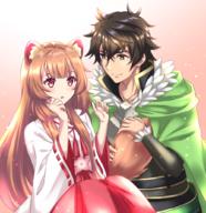 artist:kakiko210 character:iwatani_naofumi character:raphtalia copyright:tate_no_yuusha_no_nariagari general:1boy general:1girl general:animal_ears general:black_hair general:brown_hair general:cape general:closed_mouth general:collarbone general:green_cape general:green_eyes general:hair_between_eyes general:hakama general:japanese_clothes general:kimono general:long_hair general:long_sleeves general:looking_at_another general:miko general:open_mouth general:raccoon_ears general:raccoon_girl general:raccoon_tail general:red_eyes general:red_hakama general:ribbon-trimmed_sleeves general:ribbon_trim general:smile general:tail general:tail_fondling general:very_long_hair general:white_kimono technical:grabber // 995x1026 // 1.0MB