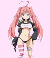 character:milim_nava copyright:tensei_shitara_slime_datta_ken general:1girl general:ahoge general:blue_eyes general:cowboy_shot general:long_hair general:navel general:pink_hair general:simple_background general:smile general:solo general:twintails meta:absurdres meta:highres technical:grabber // 3064x3492 // 181.1KB