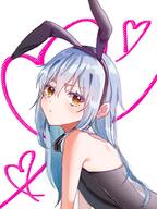 artist:chocoeiru character:rimuru_tempest copyright:tensei_shitara_slime_datta_ken general:1girl general:animal_ears general:aqua_hair general:arms_at_sides general:black_bow general:black_bowtie general:black_leotard general:blue_hair general:blush general:bow general:bowtie general:closed_mouth general:detached_collar general:fake_animal_ears general:flat_chest general:from_side general:gradient_hair general:green_eyes general:hair_between_eyes general:heart general:leotard general:looking_at_viewer general:multicolored_hair general:playboy_bunny general:rabbit_ears general:sidelocks general:solo general:strapless general:strapless_leotard general:upper_body general:white_background technical:grabber // 768x1024 // 127.9KB