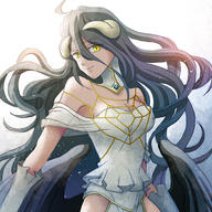 artist:k-ta character:albedo copyright:overlord_(maruyama) general:1girl general:ahoge general:bare_shoulders general:black_hair general:black_wings general:breasts general:cleavage general:demon_wings general:detached_collar general:dress general:female general:gloves general:hair_between_eyes general:hip_vent general:horns general:long_hair general:looking_at_viewer general:low_wings general:medium_breasts general:slit_pupils general:smile general:solo general:white_dress general:white_gloves general:wings general:yellow_eyes medium:1:1_aspect_ratio tagme technical:grabber // 600x600 // 363.8KB