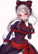 character:shalltear_bloodfallen copyright:overlord_(maruyama) general:1girl general::d general:bangs general:black_dress general:bow general:dress general:female general:floating_hair general:gloves general:gothic_lolita general:hair_bow general:hair_ornament general:kou_futoshi general:lolita_fashion general:long_hair general:long_sleeves general:open_mouth general:parted_bangs general:ponytail general:red_eyes general:silver_hair general:smile general:solo general:striped general:striped_bow general:tied_hair general:very_long_hair general:white_gloves medium:simple_background medium:white_background tagme technical:grabber // 822x1162 // 211.8KB