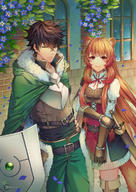 artist:darkavey character:iwatani_naofumi character:raphtalia copyright:tate_no_yuusha_no_nariagari general:1boy general:1girl general:animal_ear_fluff general:animal_ears general:artist_name general:black_hair general:boots general:brick_wall general:brown_gloves general:brown_hair general:cape general:chest_guard general:closed_mouth general:falling_petals general:flower general:gloves general:green_cape general:green_eyes general:holding general:holding_own_arm general:holding_shield general:long_hair general:petals general:raccoon_ears general:raccoon_girl general:raccoon_tail general:sheath general:shield general:smile general:standing general:sweater general:sword general:tail general:thigh_boots general:thighhighs general:watermark general:weapon general:white_sweater general:window meta:highres technical:grabber // 1500x2121 // 2.1MB