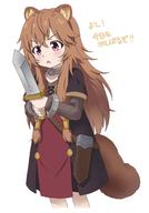 artist:kumaji_(kumazidayo) character:raphtalia copyright:tate_no_yuusha_no_nariagari general:1girl general:animal_ear_fluff general:animal_ears general:belt general:black_dress general:brown_hair general:child general:cuffs general:dress general:holding general:knife general:long_hair general:open_mouth general:raccoon_ears general:raccoon_girl general:raccoon_tail general:red_dress general:red_eyes general:sheath general:simple_background general:solo general:tail general:two-tone_dress general:weapon general:white_background meta:commentary meta:highres meta:translated technical:grabber // 1430x2048 // 173.8KB