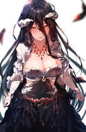 artist:hplay_(kyoshinou) character:albedo copyright:madhouse copyright:overlord_(maruyama) general:black_hair general:blush general:breasts general:bridal_gauntlets general:cleavage general:fringe general:girl general:hair_between_eyes general:horn_(horns) general:large_breasts general:light_erotic general:long_hair general:necklace general:single general:slit_pupils general:tall_image general:yellow_eyes tagme technical:grabber // 876x1336 // 982.6KB