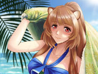 artist:dekuashi character:raphtalia copyright:tate_no_yuusha_no_nariagari general:1girl general:animal_ears general:bikini general:blue_bikini general:blue_sky general:blurry general:blurry_background general:blush general:breasts general:brown_hair general:cleavage general:closed_mouth general:collarbone general:covered_nipples general:day general:halterneck general:high_ponytail general:holding general:large_breasts general:long_hair general:looking_at_viewer general:ocean general:outdoors general:palm_tree general:raccoon_ears general:raccoon_girl general:red_eyes general:sky general:smile general:solo general:summer general:swimsuit general:tree general:upper_body general:very_long_hair general:wet general:wet_hair meta:highres technical:grabber // 2048x1536 // 2.6MB