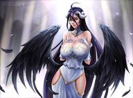 artist:aramey character:albedo copyright:overlord_(maruyama) general:1girl general:bare_shoulders general:black_feathers general:black_hair general:black_wings general:breasts general:cleavage general:demon_girl general:demon_horns general:detached_collar general:deviantart_username general:dress general:feathered_wings general:gloves general:hair_between_eyes general:hand_on_breasts general:horns general:indoors general:jewelry general:large_breasts general:long_hair general:looking_at_viewer general:ring general:simple_background general:smile general:solo general:standing general:very_long_hair general:watermark general:web_address general:white_dress general:white_gloves general:wings general:yellow_eyes meta:bad_link meta:highres tagme technical:grabber // 3000x2214 // 755.3KB