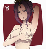 artist:keihh character:mirelia_q_melromarc copyright:tate_no_yuusha_no_nariagari general:1girl general:arm_behind_head general:armpits general:breasts general:collarbone general:completely_nude general:covering general:covering_breasts general:crown general:forehead_jewel general:frown general:gem general:large_breasts general:looking_at_viewer general:mature_female general:nude general:purple_eyes general:purple_hair general:solo general:upper_body meta:absurdres meta:commentary_request meta:highres meta:photoshop_(medium) technical:grabber // 3268x3424 // 13.5MB