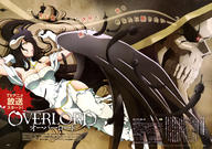 character:ainz_ooal_gown character:albedo character:lich copyright:overlord_(maruyama) general:1girl general:black_hair general:breasts general:cleavage general:cloak general:dress general:gloves general:glowing general:glowing_eyes general:gradient general:gradient_background general:hip_vent general:horns general:long_hair general:lying general:no_skin general:poster general:skeleton general:slit_pupils general:yellow_eyes metadata:absurdres metadata:highres metadata:official_art metadata:scan tagme technical:grabber // 5819x4090 // 2.9MB