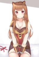 artist:seventeen_(st17215) character:raphtalia copyright:tate_no_yuusha_no_nariagari general:1girl general:animal_ears general:bed_sheet general:between_legs general:blush general:bow general:breasts general:brown_gloves general:brown_hair general:cleavage general:closed_mouth general:collarbone general:frills general:gloves general:hand_between_legs general:long_hair general:long_sleeves general:medium_breasts general:raccoon_ears general:raccoon_girl general:raccoon_tail general:red_bow general:red_eyes general:shirt general:sitting general:smile general:solo general:tail general:tattoo general:v_arms general:very_long_hair general:white_shirt meta:bad_id meta:bad_pixiv_id meta:commentary meta:highres technical:grabber // 964x1400 // 911.4KB