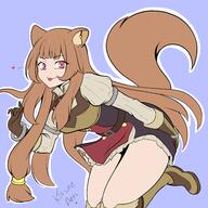 artist:kitsunearts character:raphtalia copyright:tate_no_yuusha_no_nariagari general:1girl general::3 general::p general:animal_ear_fluff general:animal_ears general:arm_cuffs general:armor general:artist_name general:belt general:black_dress general:blue_background general:breastplate general:breasts general:brown_belt general:brown_gloves general:brown_hair general:closed_mouth general:cowboy_shot general:dress general:gloves general:hand_up general:heart general:leather_armor general:leg_up general:long_hair general:looking_at_viewer general:medium_breasts general:metal_arm_strap general:metal_wrist_cuffs general:multicolored_clothes general:multicolored_dress general:neck_ribbon general:outline general:pauldrons general:pink_eyes general:raccoon_ears general:raccoon_girl general:raccoon_tail general:red_dress general:red_ribbon general:ribbon general:shoulder_armor general:single_pauldron general:smile general:solo general:tail general:thighs general:tongue general:tongue_out general:white_dress general:white_outline general:wrist_cuffs meta:absurdres meta:commentary meta:english_commentary meta:highres technical:grabber // 3500x3500 // 1.6MB