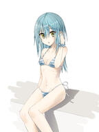 artist:ringori84372911 character:rimuru_tempest copyright:tensei_shitara_slime_datta_ken general:1girl general:bare_arms general:bikini general:blue_bikini general:blue_hair general:breasts general:cleavage general:collarbone general:groin general:halterneck general:hand_in_own_hair general:long_hair general:looking_at_viewer general:navel general:open_mouth general:scrunchie general:side-tie_bikini_bottom general:sitting general:small_breasts general:solo general:straight_hair general:swimsuit general:white_background general:wrist_scrunchie general:yellow_eyes meta:highres technical:grabber // 1536x2048 // 867.2KB