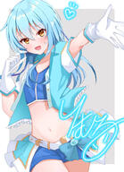 artist:meru_hinano character:rimuru_tempest copyright:tensei_shitara_slime_datta_ken general:1other general::d general:alternate_costume general:blue_hair general:blue_jacket general:blue_shorts general:blush general:border general:collarbone general:collared_jacket general:crop_top general:gloves general:grey_background general:hair_between_eyes general:jacket general:long_hair general:looking_at_viewer general:midriff general:navel general:open_clothes general:open_jacket general:open_mouth general:outside_border general:outstretched_arm general:overskirt general:short_shorts general:short_sleeves general:shorts general:sketch general:smile general:solo general:standing general:stomach general:straight_hair general:white_border general:white_gloves general:white_sleeves general:wing_collar general:yellow_eyes technical:grabber // 736x1016 // 654.8KB